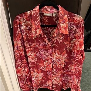 Croft & Barrow Red and Pink Floral Blouse